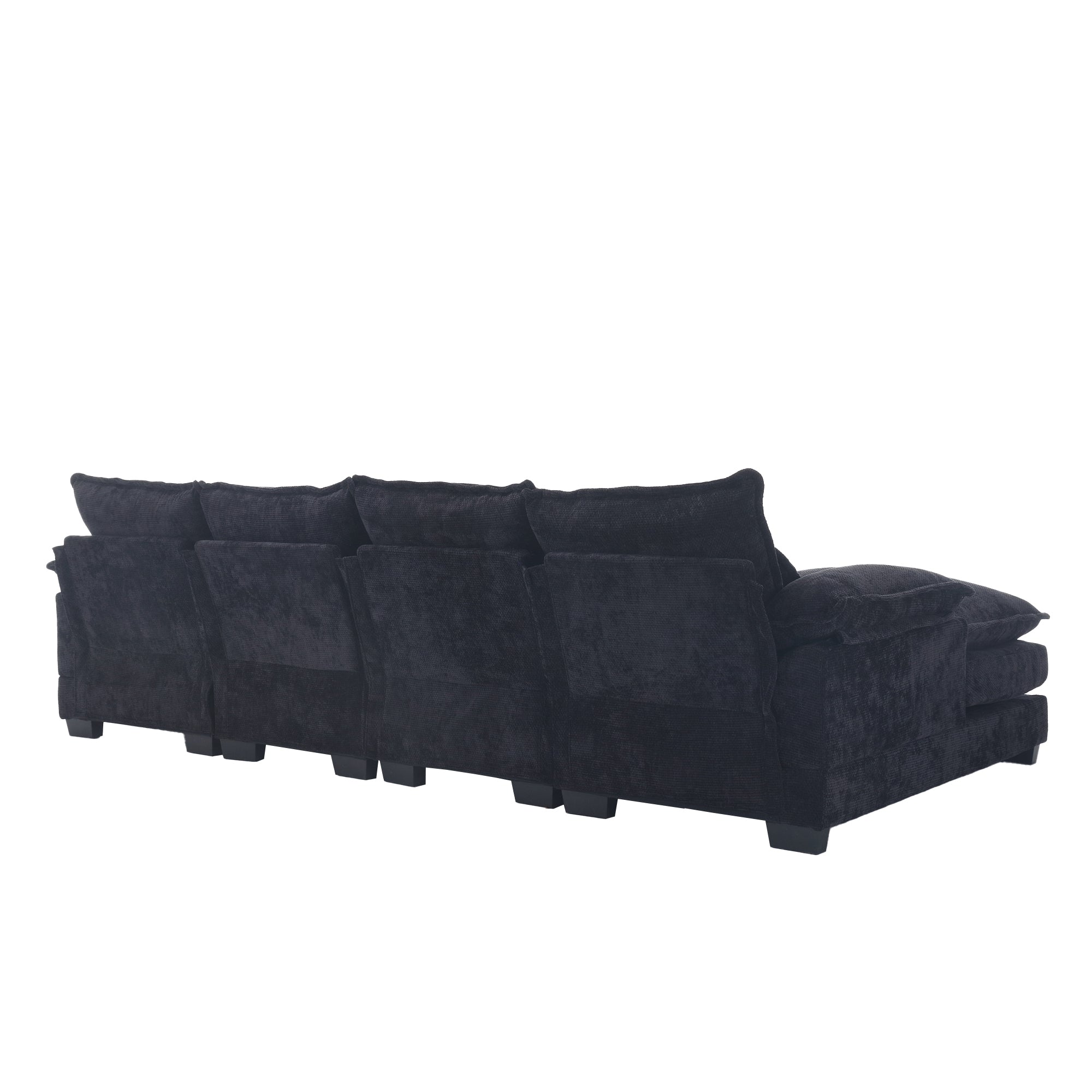 UNITED WE WIN Chenille, high quality sponge filling, solid wood frame, oversized four-seater, U-shaped combination sofa