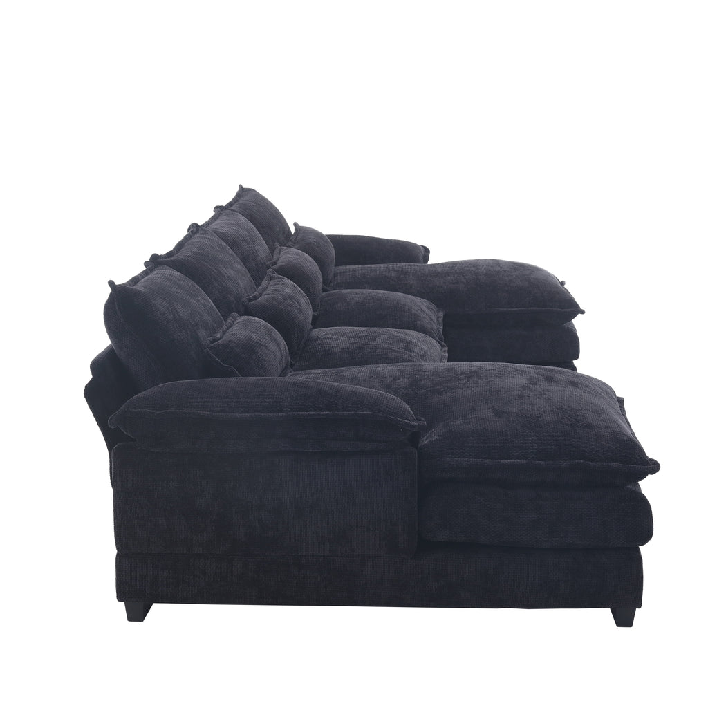 UNITED WE WIN Chenille, high quality sponge filling, solid wood frame, oversized four-seater, U-shaped combination sofa