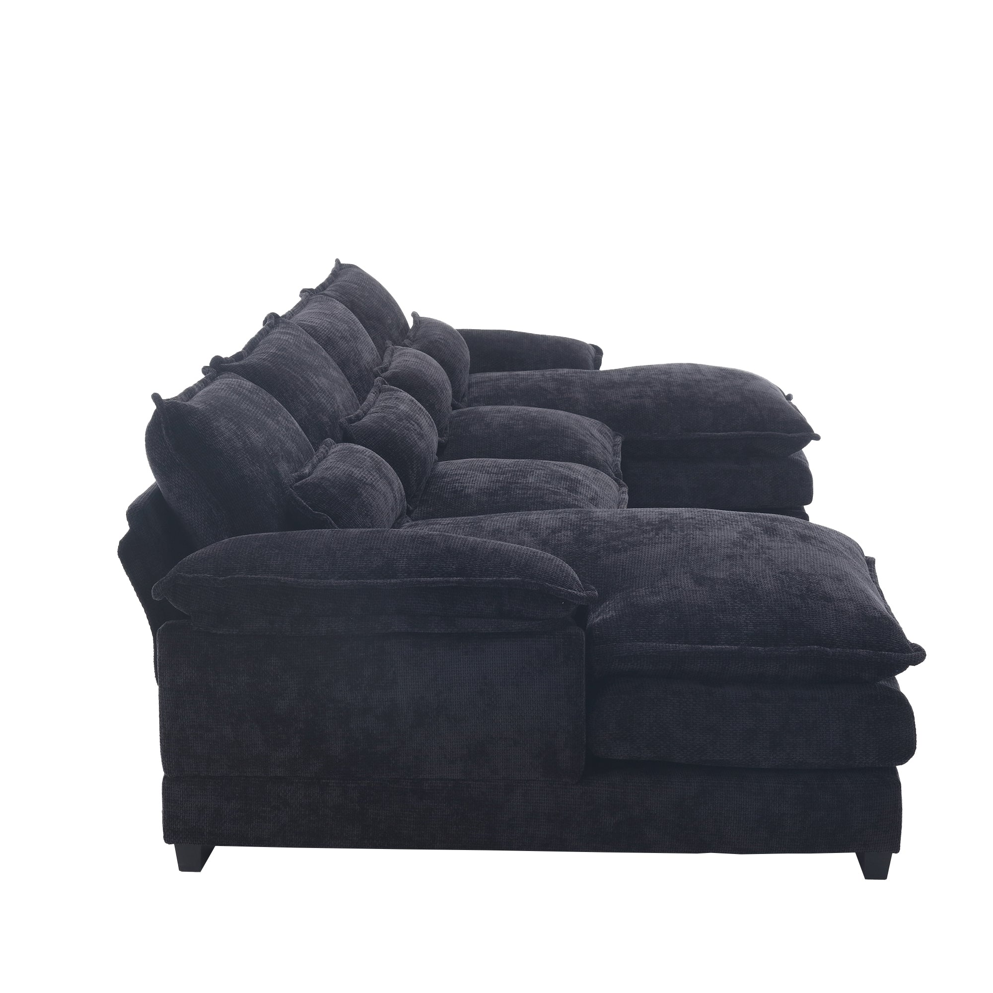 UNITED WE WIN Chenille, high quality sponge filling, solid wood frame, oversized four-seater, U-shaped combination sofa