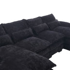 UNITED WE WIN Chenille, high quality sponge filling, solid wood frame, oversized four-seater, U-shaped combination sofa