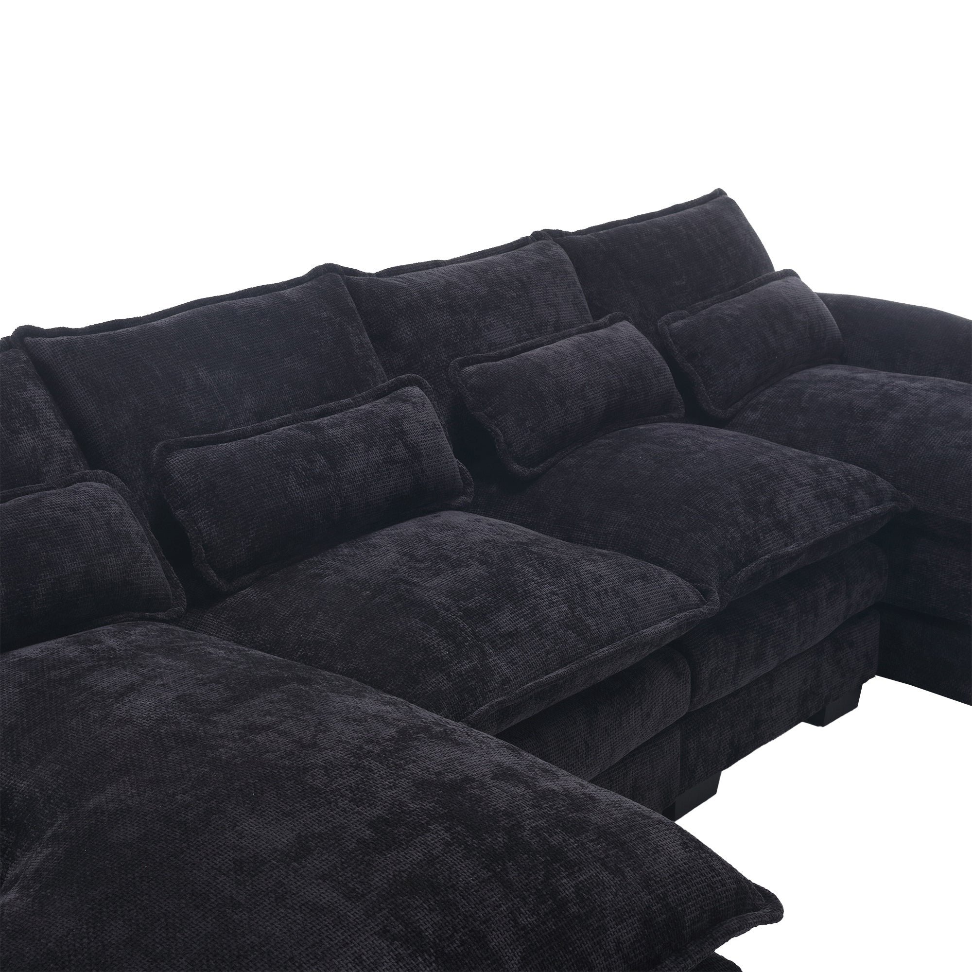 UNITED WE WIN Chenille, high quality sponge filling, solid wood frame, oversized four-seater, U-shaped combination sofa