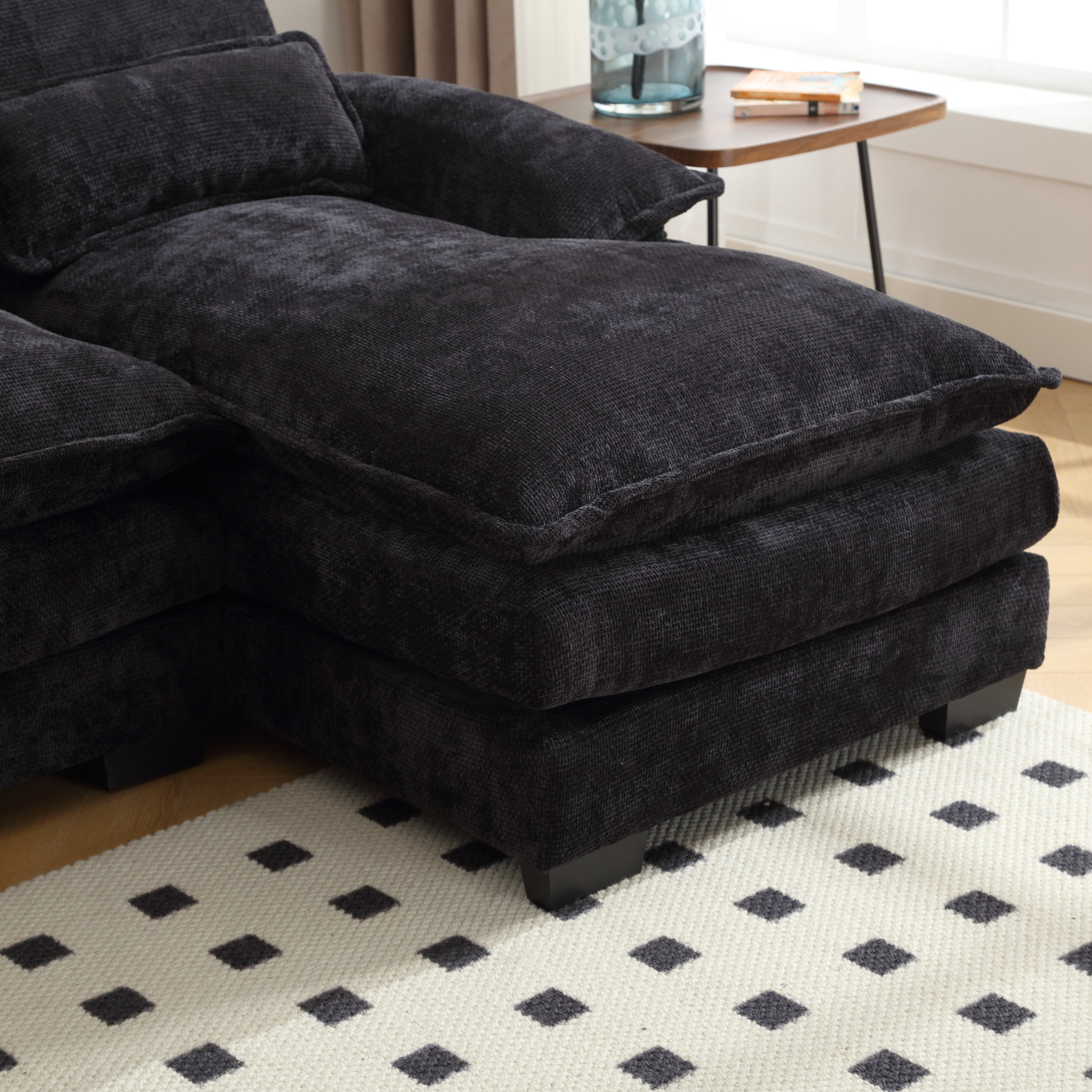 UNITED WE WIN Chenille, high quality sponge filling, solid wood frame, oversized four-seater, U-shaped combination sofa