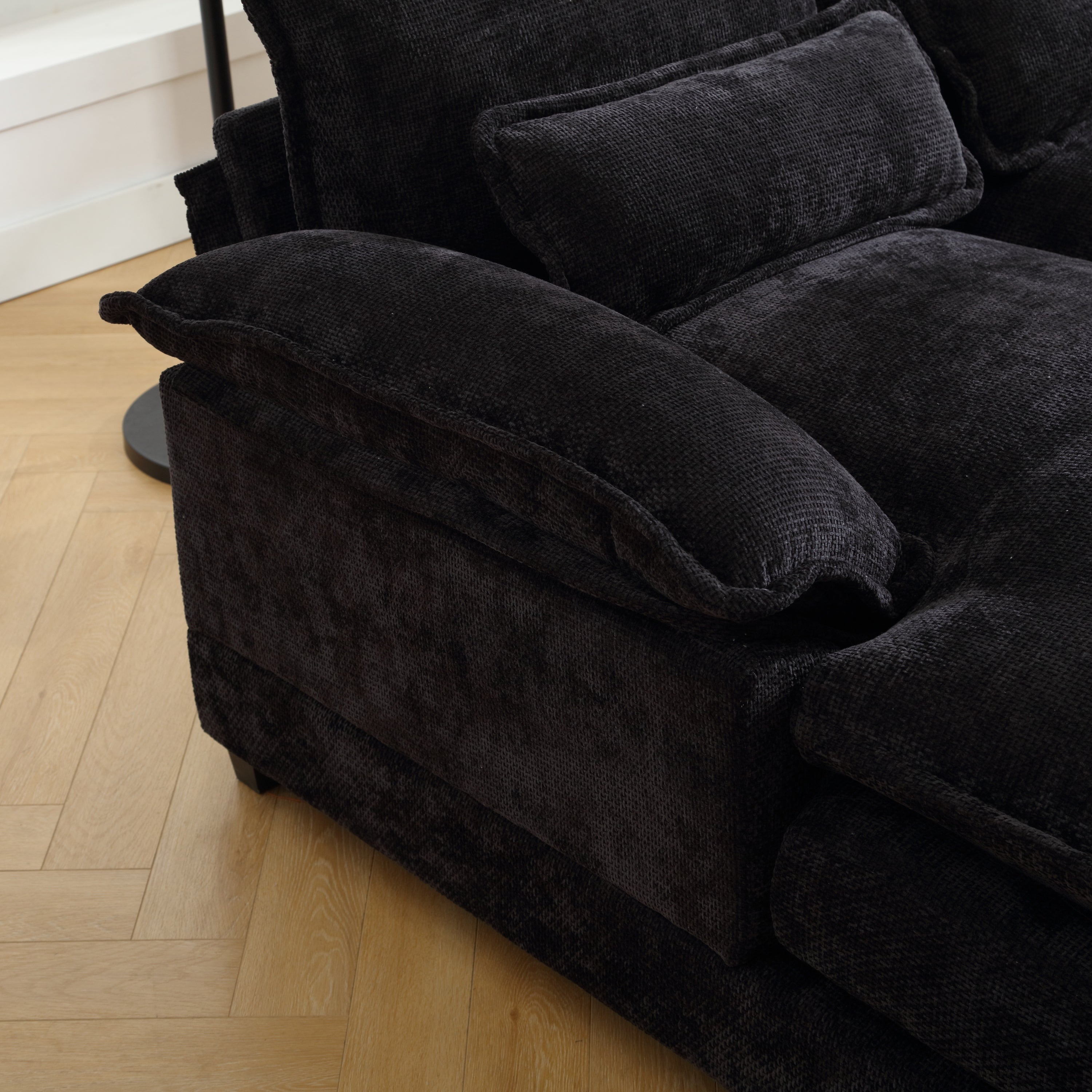 UNITED WE WIN Chenille, high quality sponge filling, solid wood frame, oversized four-seater, U-shaped combination sofa
