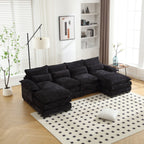 UNITED WE WIN Chenille, high quality sponge filling, solid wood frame, oversized four-seater, U-shaped combination sofa