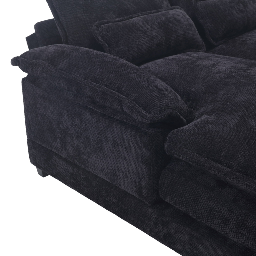 UNITED WE WIN Chenille, high quality sponge filling, solid wood frame, oversized four-seater, U-shaped combination sofa