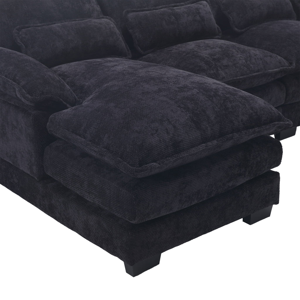 UNITED WE WIN Chenille, high quality sponge filling, solid wood frame, oversized four-seater, U-shaped combination sofa