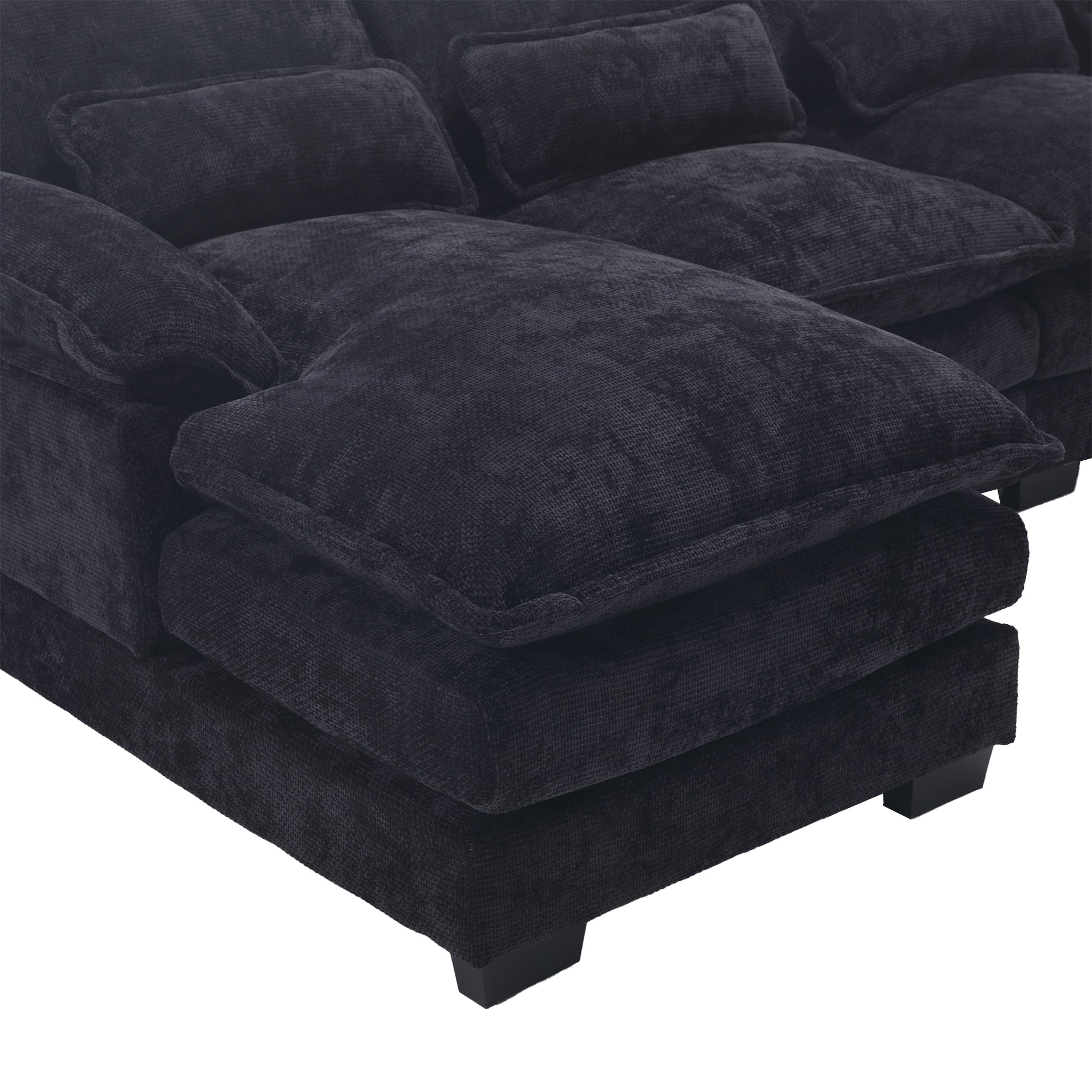 UNITED WE WIN Chenille, high quality sponge filling, solid wood frame, oversized four-seater, U-shaped combination sofa