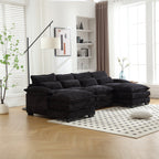 UNITED WE WIN Chenille, high quality sponge filling, solid wood frame, oversized four-seater, U-shaped combination sofa