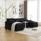 UNITED WE WIN Chenille, high quality sponge filling, solid wood frame, oversized four-seater, U-shaped combination sofa