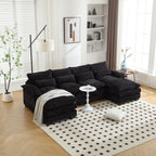 UNITED WE WIN Chenille, high quality sponge filling, solid wood frame, oversized four-seater, U-shaped combination sofa