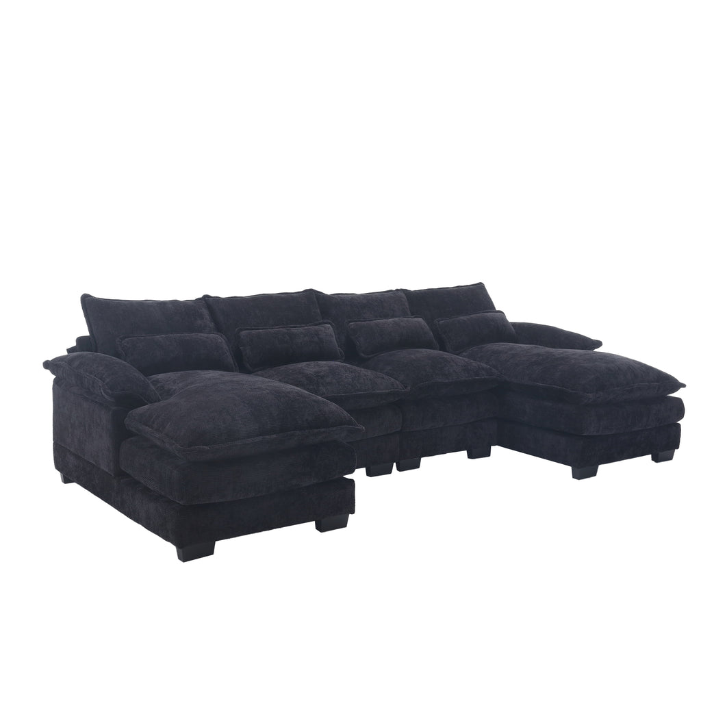 UNITED WE WIN Chenille, high quality sponge filling, solid wood frame, oversized four-seater, U-shaped combination sofa