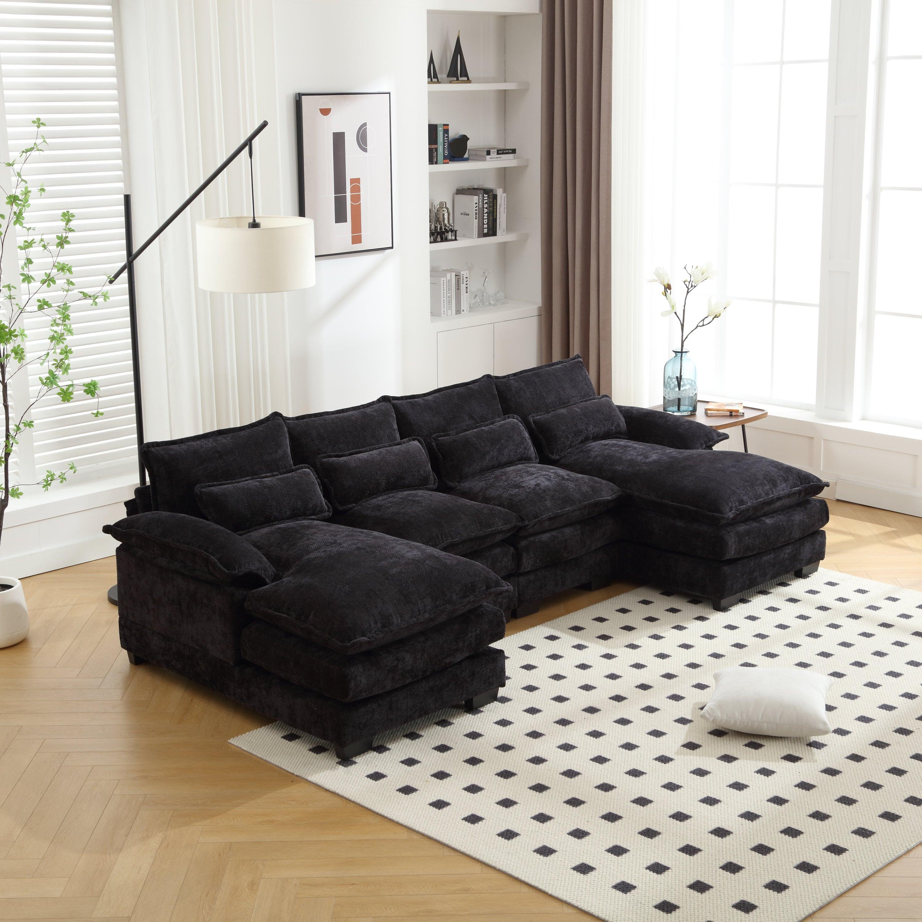Black United We Win Chenille Oversized U-Shaped Sofa – Groovy Boardz