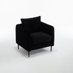Accent Chair for Living Room, Velvet Comfy Single Sofa Chair Mid-Century Modern Armchair with 1 Pillow and Metal Legs for Bedroom Office Reading