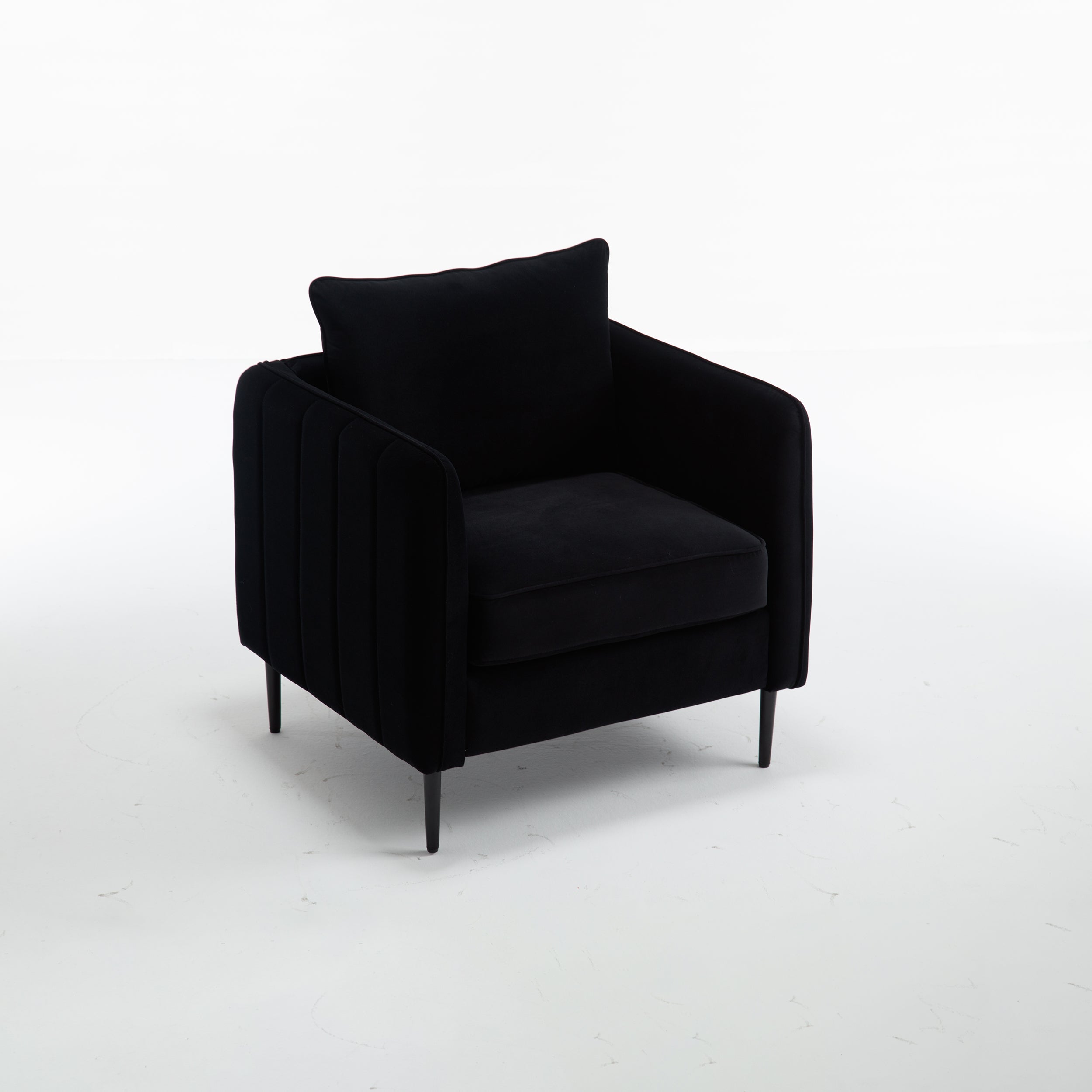 Accent Chair for Living Room, Velvet Comfy Single Sofa Chair Mid-Century Modern Armchair with 1 Pillow and Metal Legs for Bedroom Office Reading