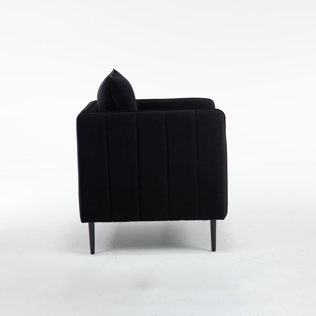 Accent Chair for Living Room, Velvet Comfy Single Sofa Chair Mid-Century Modern Armchair with 1 Pillow and Metal Legs for Bedroom Office Reading