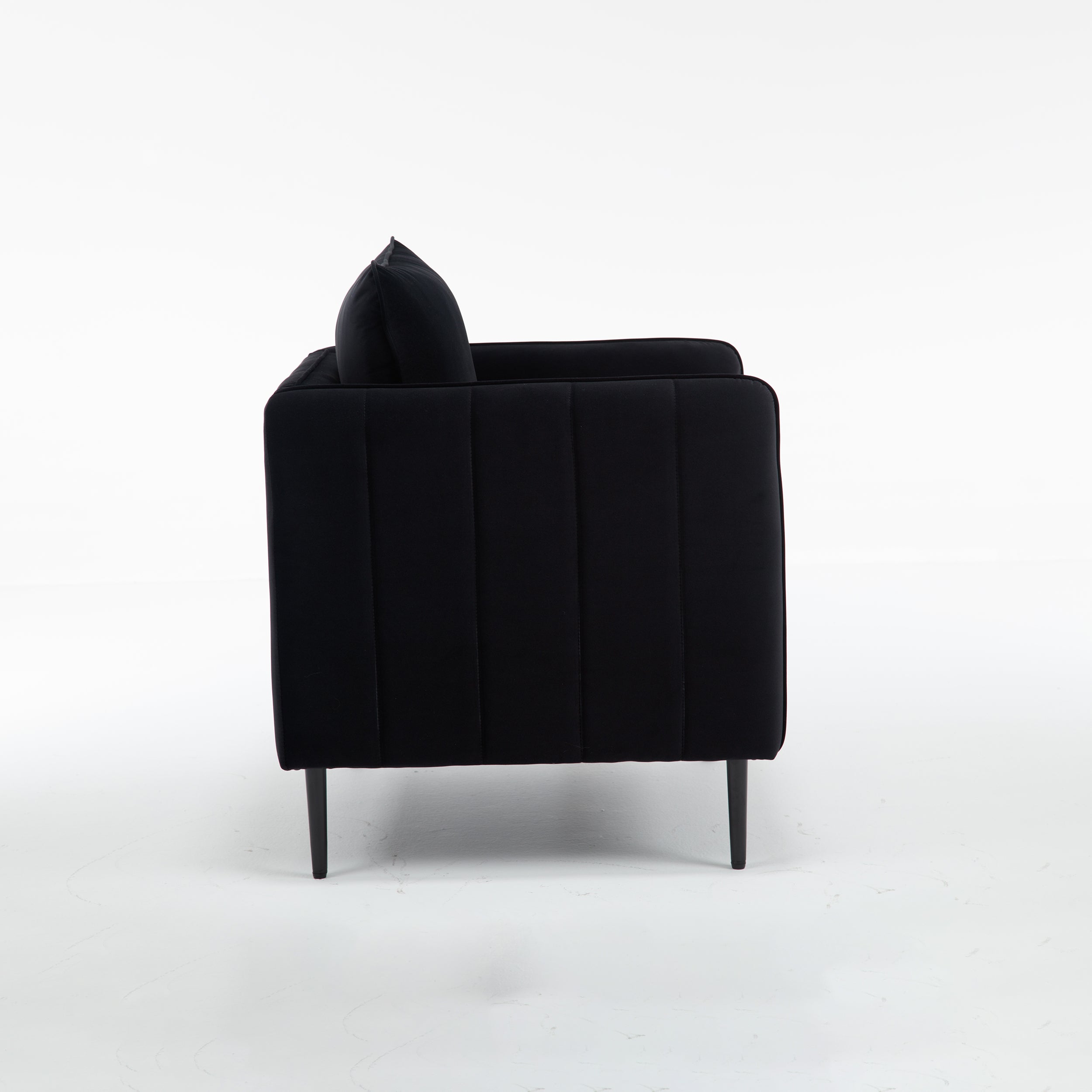 Accent Chair for Living Room, Velvet Comfy Single Sofa Chair Mid-Century Modern Armchair with 1 Pillow and Metal Legs for Bedroom Office Reading