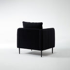 Accent Chair for Living Room, Velvet Comfy Single Sofa Chair Mid-Century Modern Armchair with 1 Pillow and Metal Legs for Bedroom Office Reading
