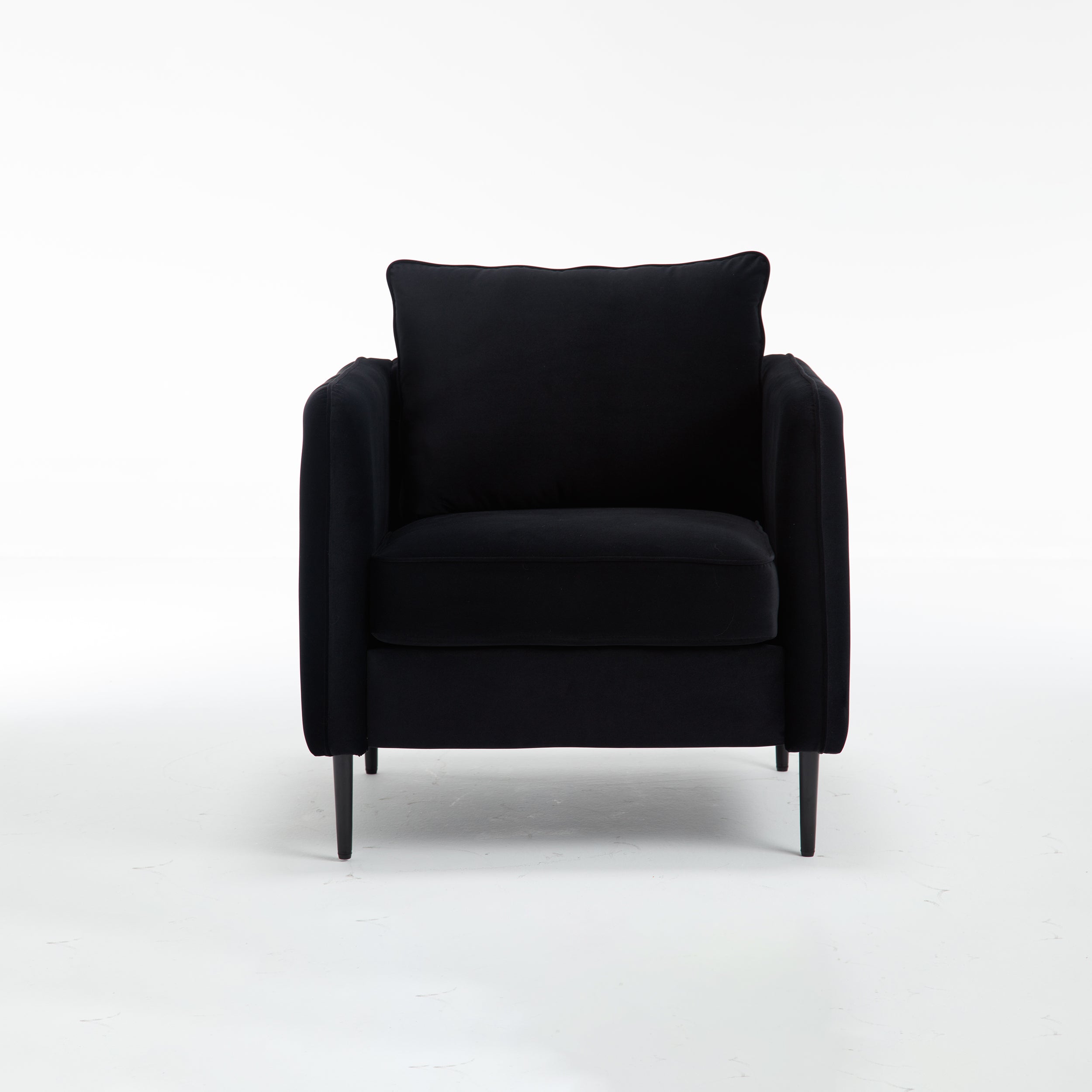 Accent Chair for Living Room, Velvet Comfy Single Sofa Chair Mid-Century Modern Armchair with 1 Pillow and Metal Legs for Bedroom Office Reading