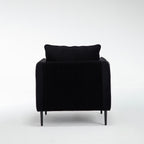Accent Chair for Living Room, Velvet Comfy Single Sofa Chair Mid-Century Modern Armchair with 1 Pillow and Metal Legs for Bedroom Office Reading