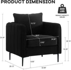 Accent Chair for Living Room, Velvet Comfy Single Sofa Chair Mid-Century Modern Armchair with 1 Pillow and Metal Legs for Bedroom Office Reading