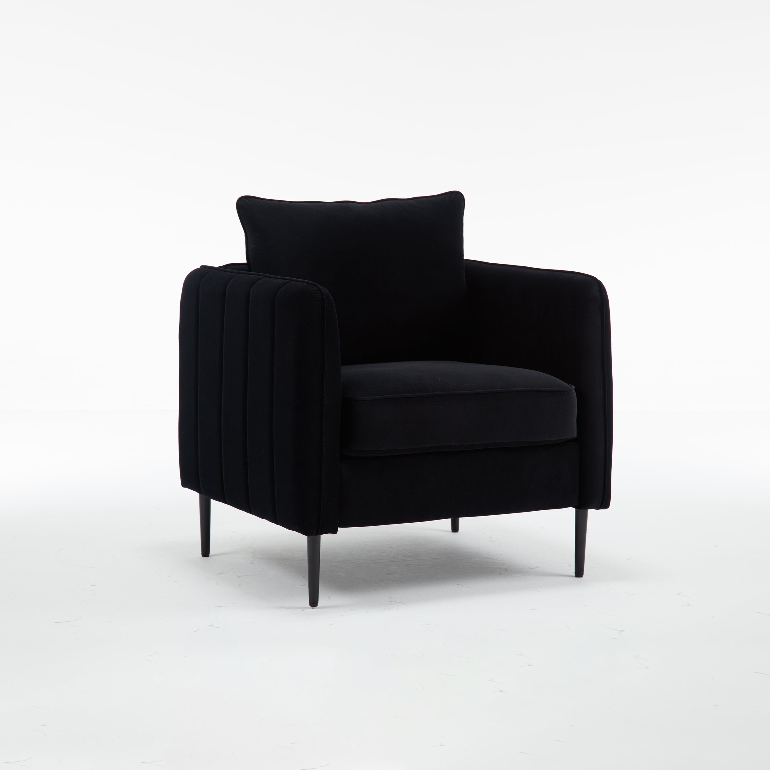 Accent Chair for Living Room, Velvet Comfy Single Sofa Chair Mid-Century Modern Armchair with 1 Pillow and Metal Legs for Bedroom Office Reading