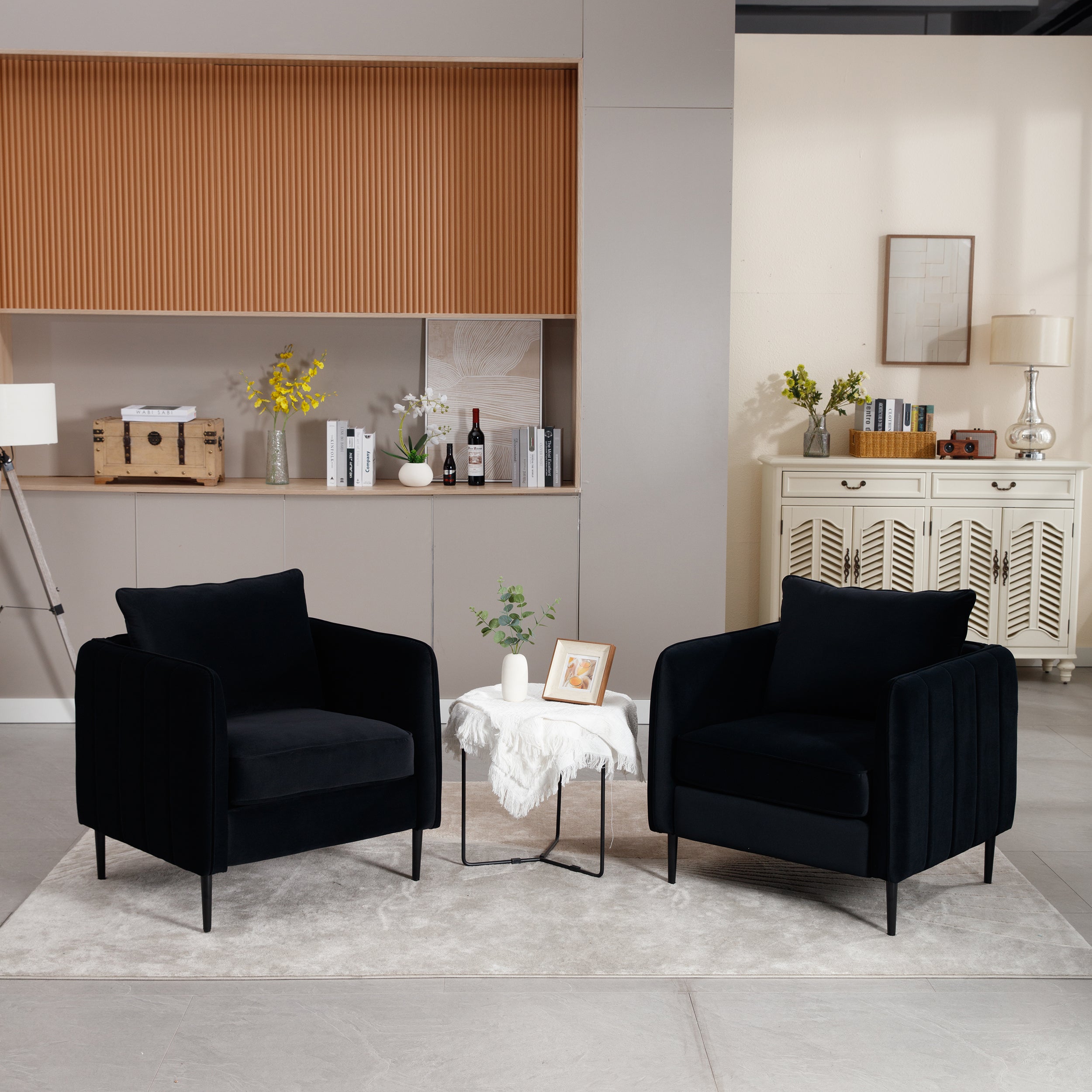 Accent Chair for Living Room, Velvet Comfy Single Sofa Chair Mid-Century Modern Armchair with 1 Pillow and Metal Legs for Bedroom Office Reading