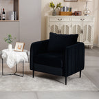 Accent Chair for Living Room, Velvet Comfy Single Sofa Chair Mid-Century Modern Armchair with 1 Pillow and Metal Legs for Bedroom Office Reading