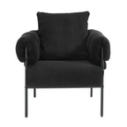 TS Modern decorative chair, living room side chair with gold metal legs, no wheels, suitable for dressing area, reception room, office,Teddy fleece upholstered metal foot sofa 1PC Black Accent Chair