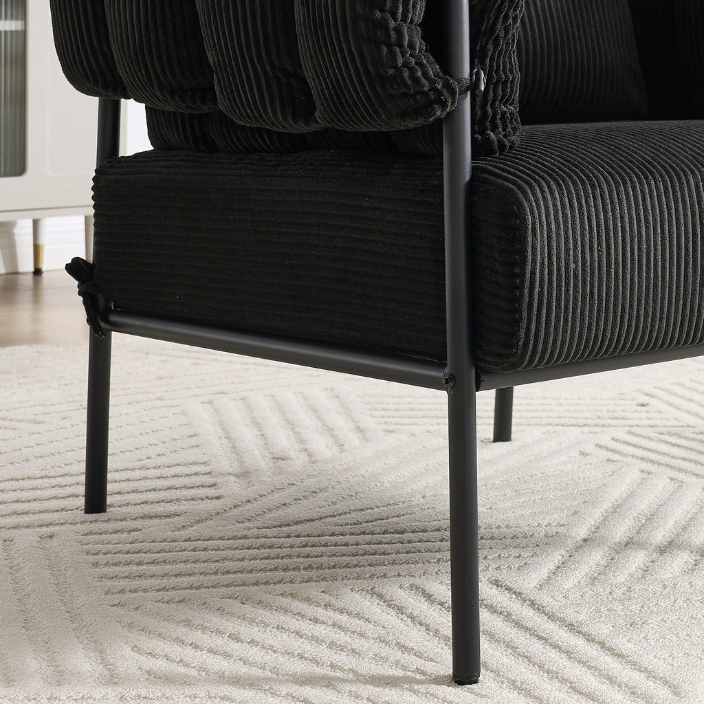 TS Modern decorative chair, living room side chair with gold metal legs, no wheels, suitable for dressing area, reception room, office,Teddy fleece upholstered metal foot sofa 1PC Black Accent Chair