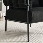 TS Modern decorative chair, living room side chair with gold metal legs, no wheels, suitable for dressing area, reception room, office,Teddy fleece upholstered metal foot sofa 1PC Black Accent Chair