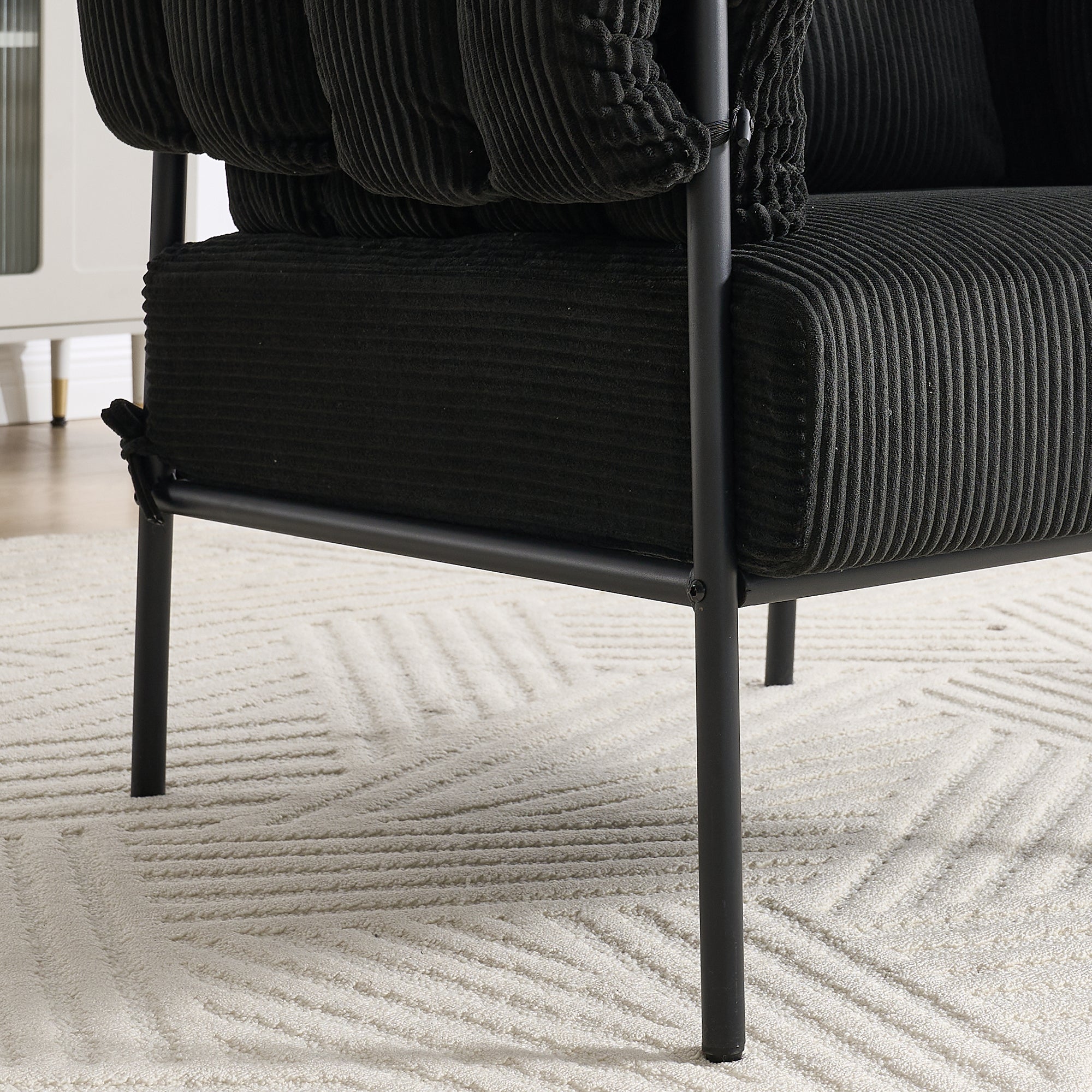 TS Modern decorative chair, living room side chair with gold metal legs, no wheels, suitable for dressing area, reception room, office,Teddy fleece upholstered metal foot sofa 1PC Black Accent Chair