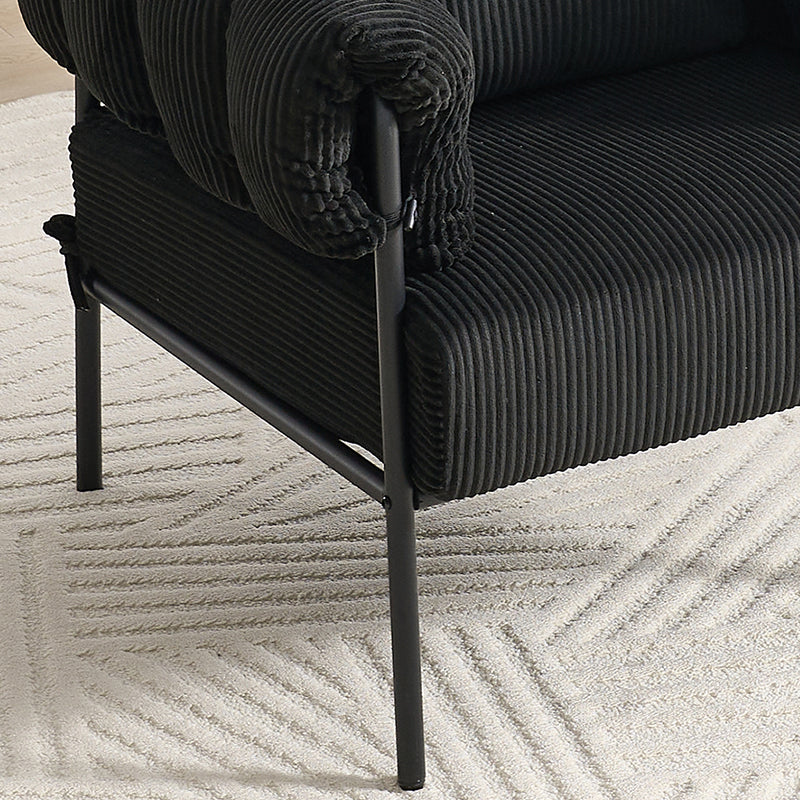 TS Modern decorative chair, living room side chair with gold metal legs, no wheels, suitable for dressing area, reception room, office,Teddy fleece upholstered metal foot sofa 1PC Black Accent Chair