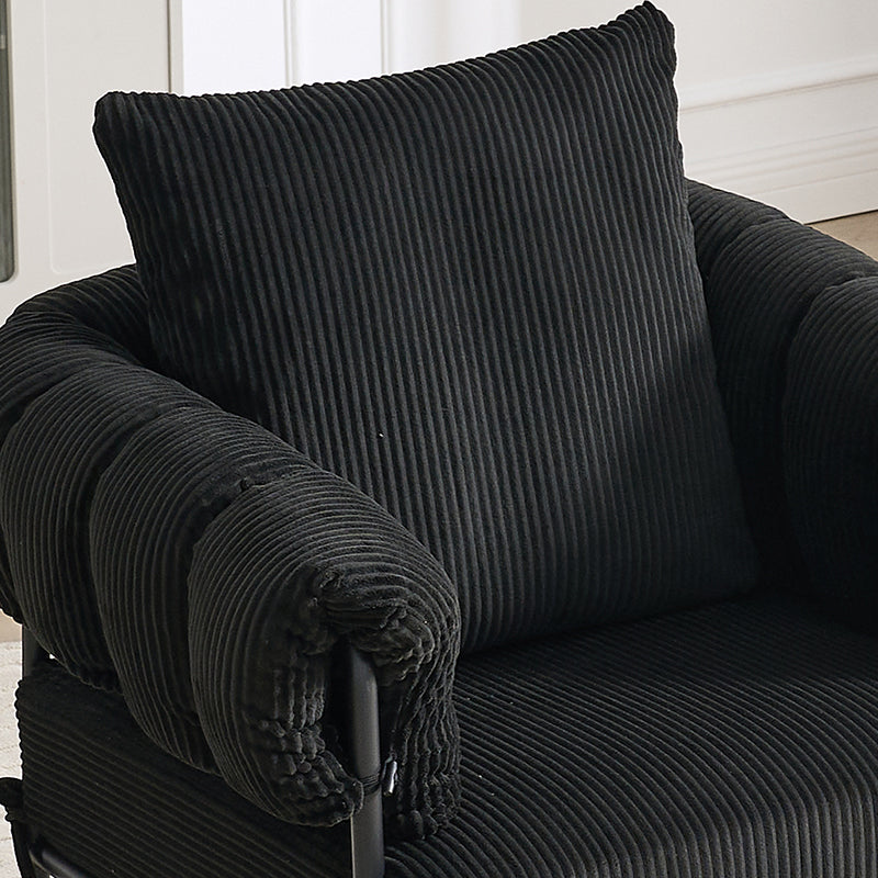 TS Modern decorative chair, living room side chair with gold metal legs, no wheels, suitable for dressing area, reception room, office,Teddy fleece upholstered metal foot sofa 1PC Black Accent Chair