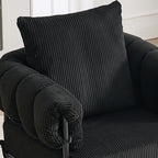 TS Modern decorative chair, living room side chair with gold metal legs, no wheels, suitable for dressing area, reception room, office,Teddy fleece upholstered metal foot sofa 1PC Black Accent Chair