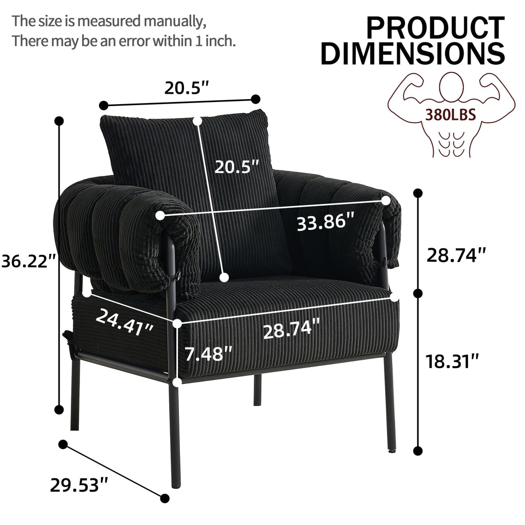 TS Modern decorative chair, living room side chair with gold metal legs, no wheels, suitable for dressing area, reception room, office,Teddy fleece upholstered metal foot sofa 1PC Black Accent Chair