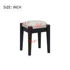 39" Retro Bohemian Style Wooden Makeup Vanity Set with Charging Plug&USB Port and Stool, Dressing Table with 3 Storage Drawers and 1 Rectangular Rattan Drawer, Black