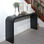 Black wood Console Table, 59in Entryway Table, Curved Waterfall-style Table,Console table with wood beads,Entrance Table for Entryway, Hallway, Living Room, Foyer, Corridor, Office