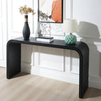 Black wood Console Table, 59in Entryway Table, Curved Waterfall-style Table,Console table with wood beads,Entrance Table for Entryway, Hallway, Living Room, Foyer, Corridor, Office