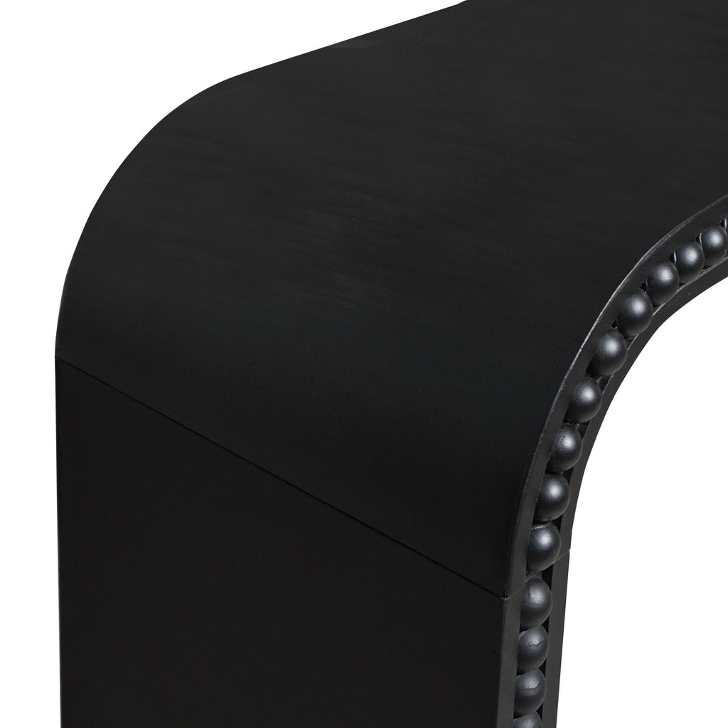 Black wood Console Table, 59in Entryway Table, Curved Waterfall-style Table,Console table with wood beads,Entrance Table for Entryway, Hallway, Living Room, Foyer, Corridor, Office