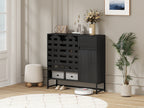 Buffet Cabinet with Storage: 44.49'Black Woven Door Accent Cabinets,with Arched Doors,with Multi layer Adjustable,with Metal Leg,woven door and drawer - for Kitchen Living Dining Room Entryway
