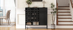 Buffet Cabinet with Storage: 44.49'Black Woven Door Accent Cabinets,with Arched Doors,with Multi layer Adjustable,with Metal Leg,woven door and drawer - for Kitchen Living Dining Room Entryway