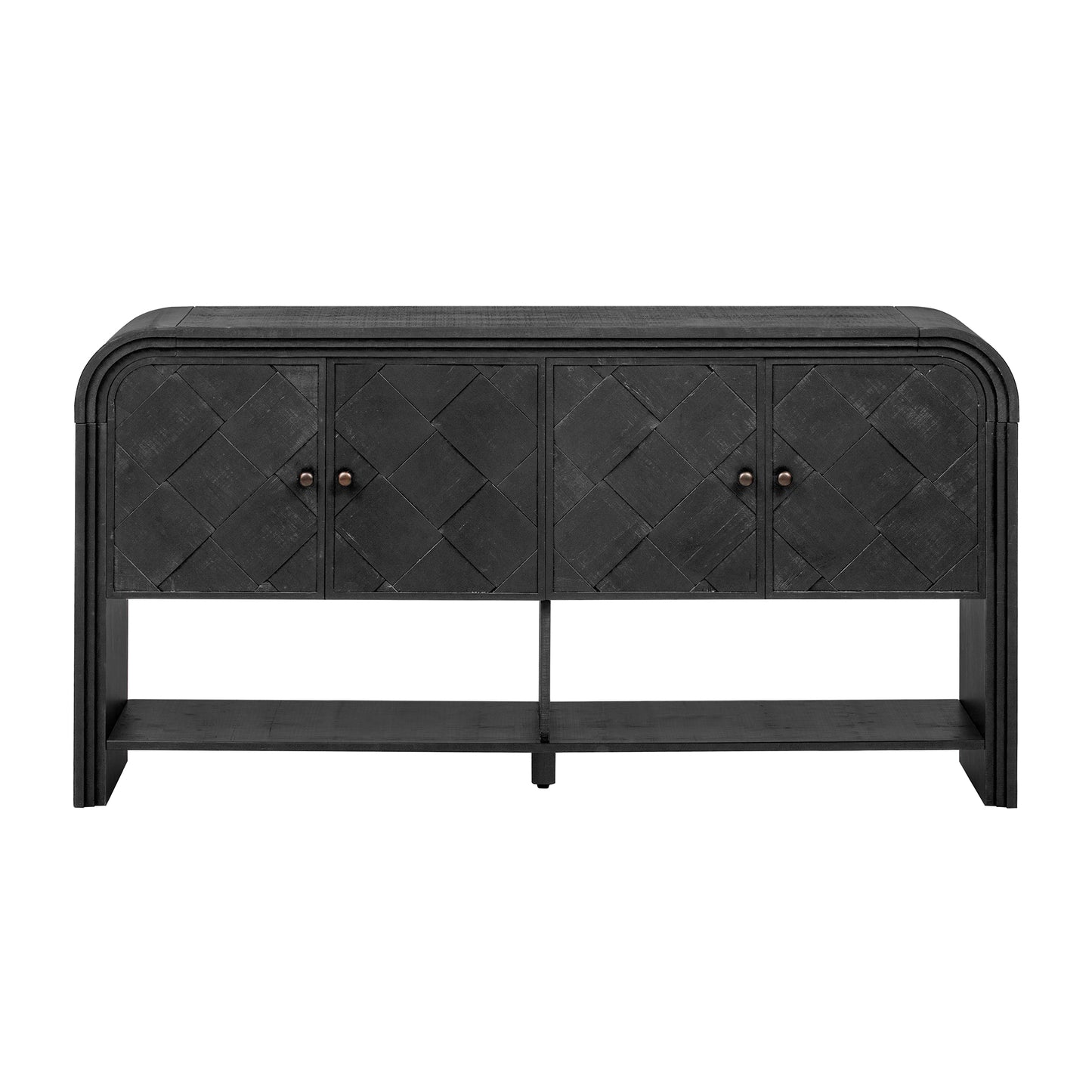 U_Style Versatile console table with Woven Wood Slats and Solid Wood Veneer,Suitable for Entryway, Hallway, Living Room,Foyer,Corridor