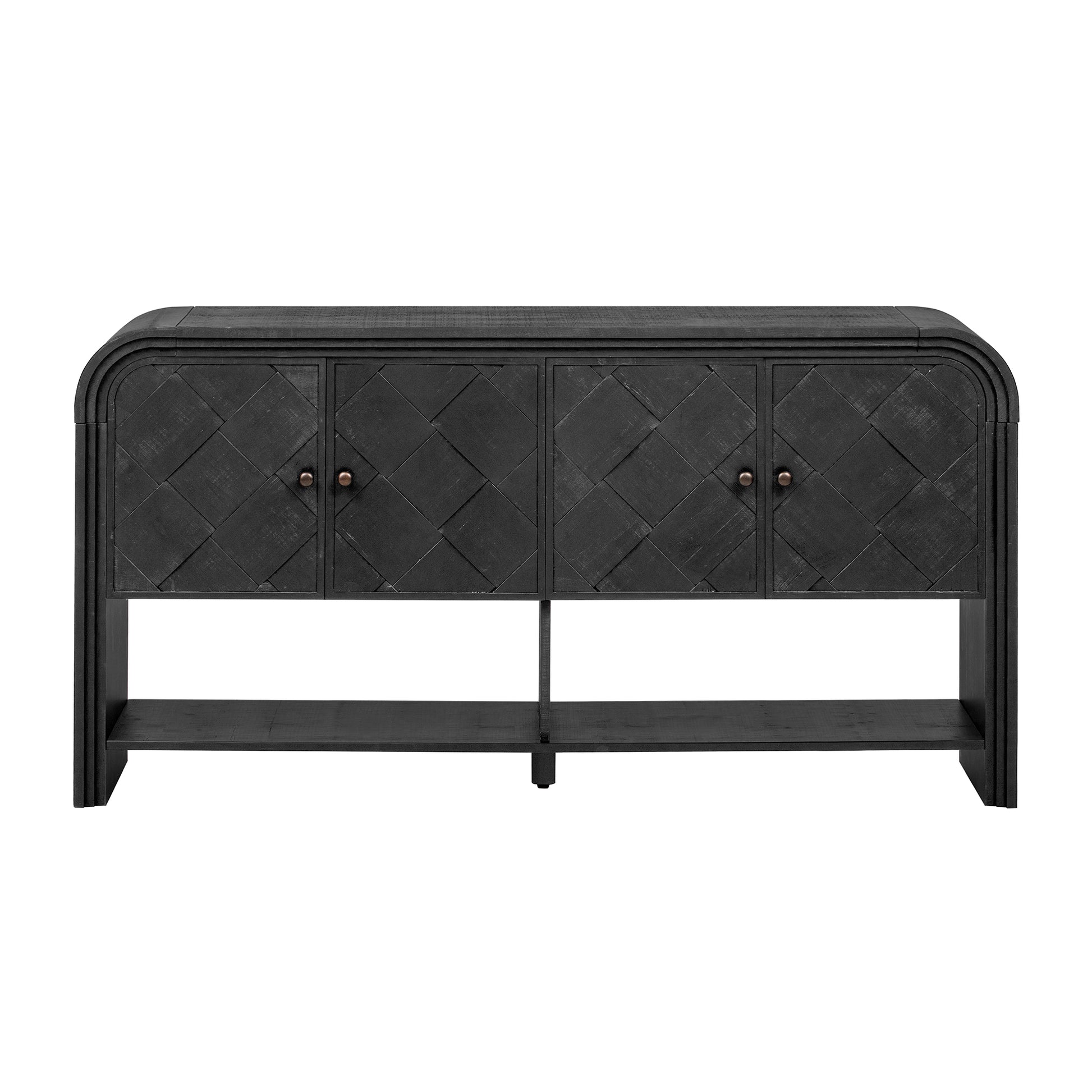 U_Style Versatile console table with Woven Wood Slats and Solid Wood Veneer,Suitable for Entryway, Hallway, Living Room,Foyer,Corridor