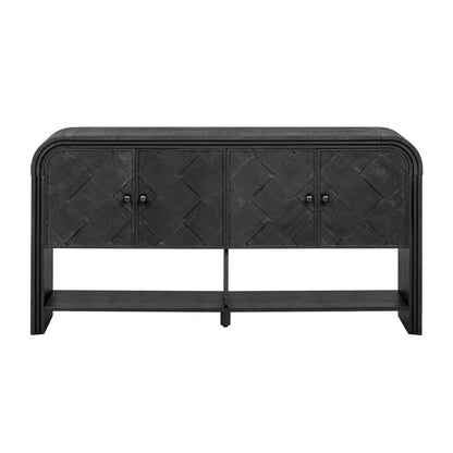 U_Style Versatile console table with Woven Wood Slats and Solid Wood Veneer,Suitable for Entryway, Hallway, Living Room,Foyer,Corridor