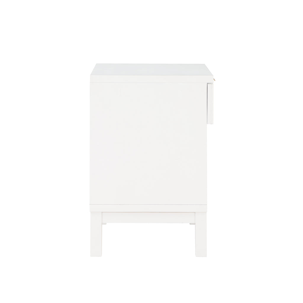 Blake Cane 1 Drawer Nightstand in Coastal White with Cane Front