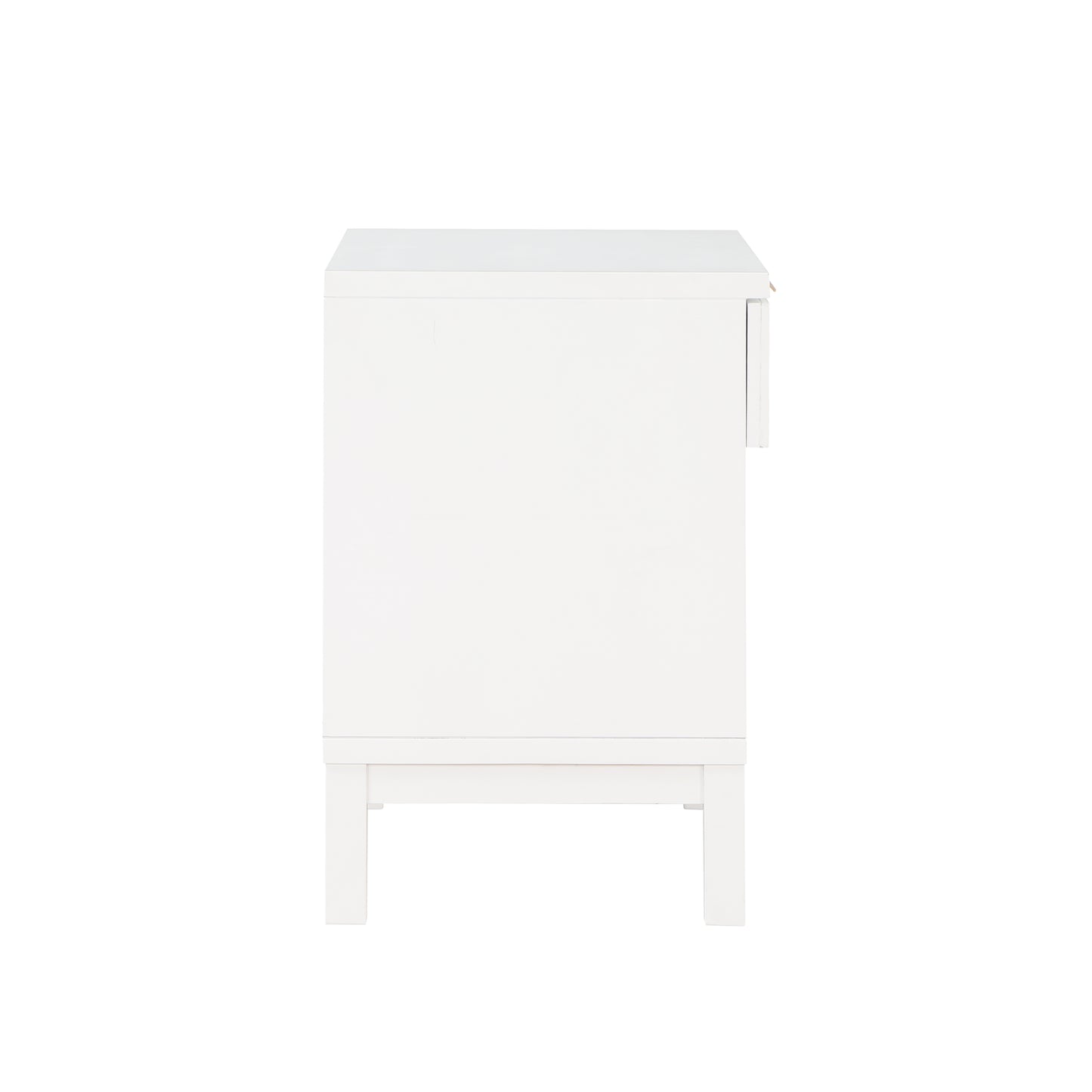 Blake Cane 1 Drawer Nightstand in Coastal White with Cane Front