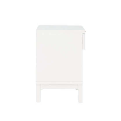 Blake Cane 1 Drawer Nightstand in Coastal White with Cane Front