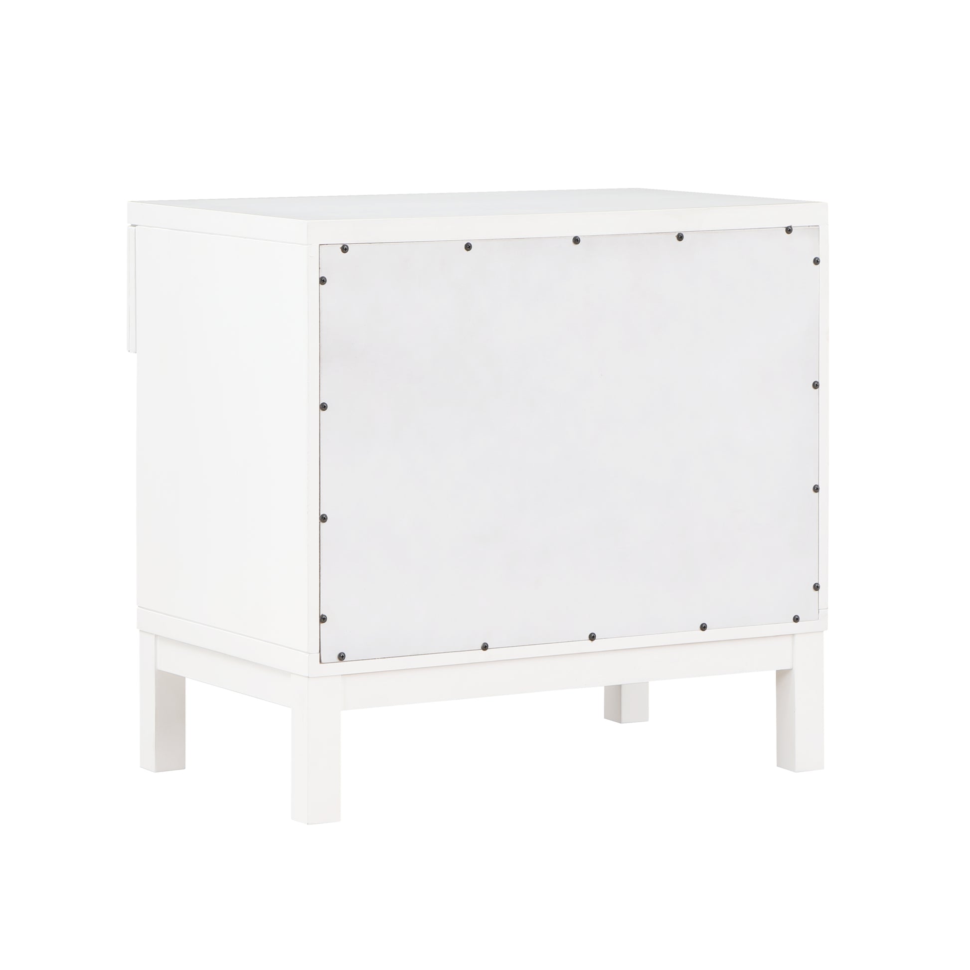 Blake Cane 1 Drawer Nightstand in Coastal White with Cane Front