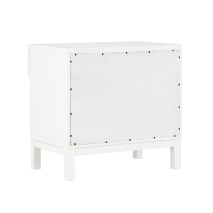Blake Cane 1 Drawer Nightstand in Coastal White with Cane Front