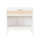 Blake Cane 1 Drawer Nightstand in Coastal White with Cane Front